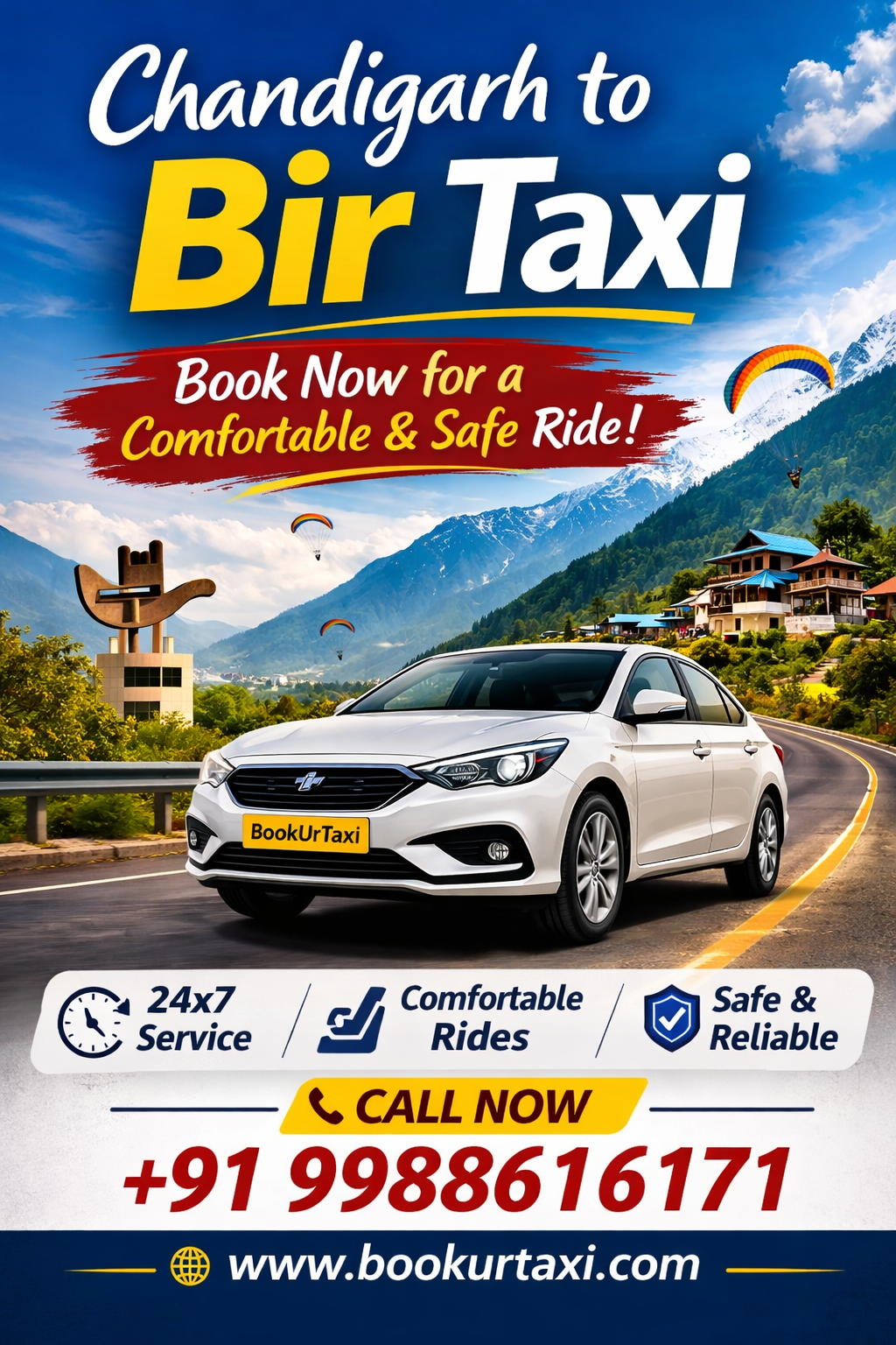 Chandigarh to Bir Taxi | Booking Start ₹5100 - BookUrTaxi