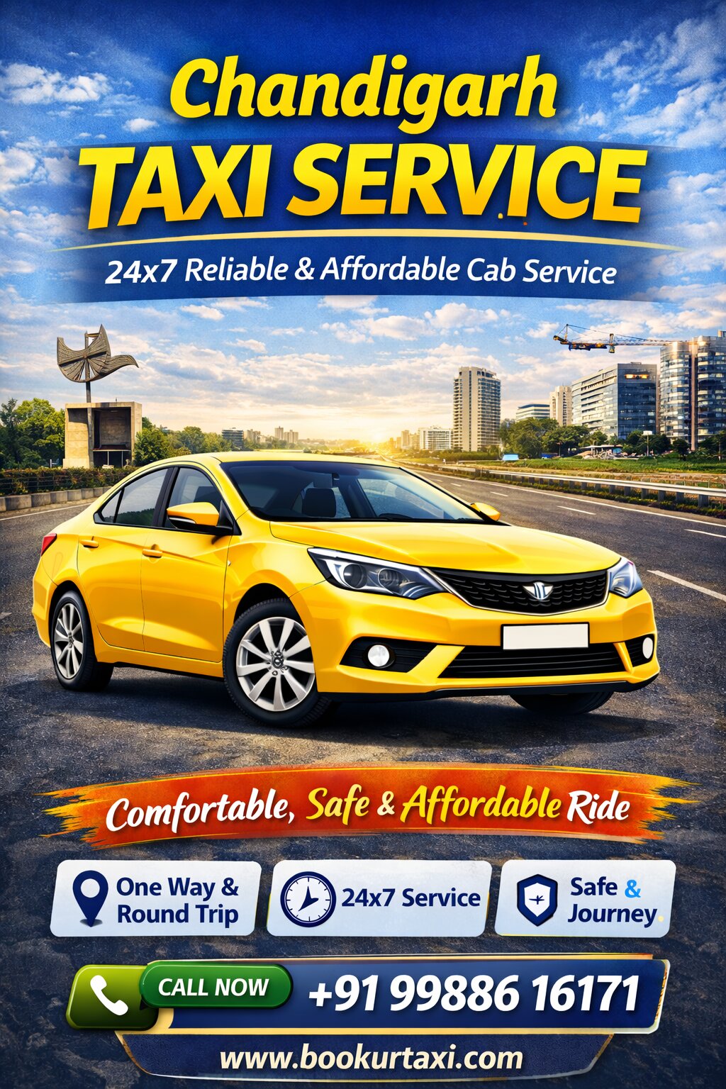 Chandigarh Taxi Service | Chandigarh Cab Service From ₹9/Km - BookUrTaxi